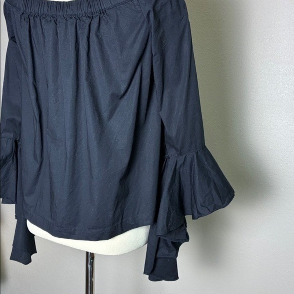 1. STATE Medium Black Off Shoulder Boho Sleeves Stretch Cotton Top Whimsigoth - Picture 6 of 9